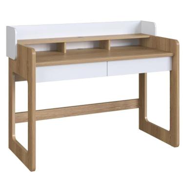 Imagem de Escrivaninha Flexus Artesano 128 Cm (largura) Mdp Hanover (mel) E Branco Com 3 Nichos E 2 Gavetas