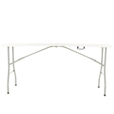 Imagem de Mesa Picnic Dobrável Vira Maleta Portátil 1,50m Camping Premium Branco