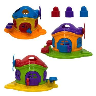 Imagem de Brinquedo Casinha Cogumelo Encantado com 3 Peças para Encaixar Didátic