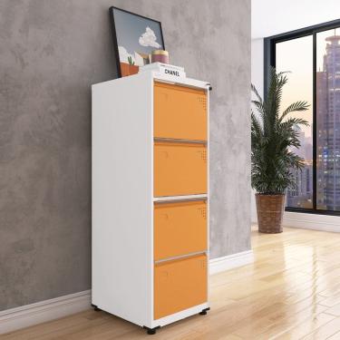 Imagem de Gaveteiro Arquivo para Escritório em Aço 4 Gavetas Branco/Laranja Picasso