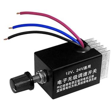 Imagem de Controle de velocidade de motor DC universal 12 V 24 V 10 A interruptor de regulador de velocidade eletrônico para controle de aquecedor de ventilador de caminhão de carro