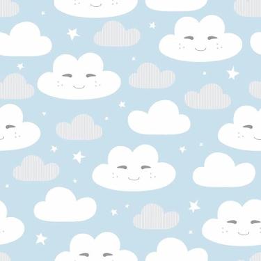 Imagem de Papel De Parede Adesivo Infantil Nuvens Quarto Nuvem Menino 5m