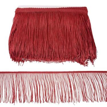 Imagem de Craftdady 10 jardas fitas de renda vermelha com franja de poliéster fita de renda decorativa para artesanato faça você mesmo cortina vestido saia bolsa costura acessório doméstico 150-152 mm