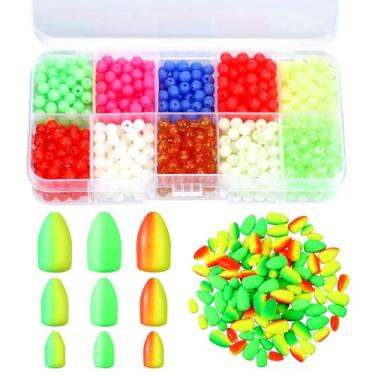 Imagem de VercanMonth Conjunto sortido de 1000 contas de pesca e 108 peças boias de espuma, 3 tamanhos, flutuadores de pompano, 5 mm, contas redondas de equipamento de pesca para água salgada e água doce, truta