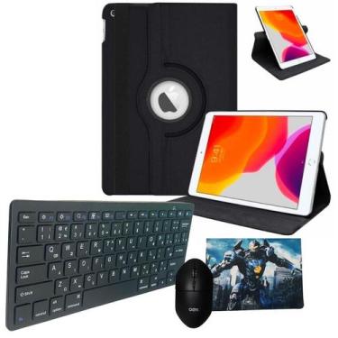 Imagem de Capa Giratória kit c/ Teclado Mouse bluetooth p/ Ipad 10.2 gerações 7,