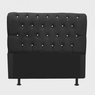 Imagem de Cabeceira Estofada Paris 195cm King Size Strass Corino Preto - Ahz Móveis