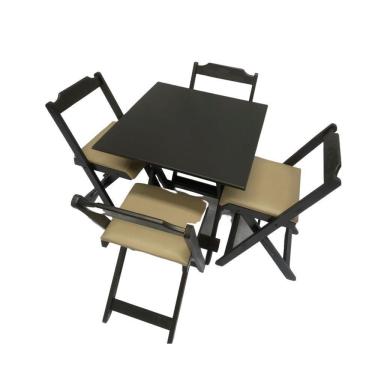 Imagem de Conjunto Dobrável 70X70 Com 4 Cadeiras Estofadas Bege
