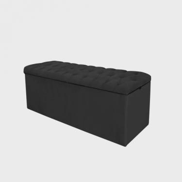 Imagem de Calçadeira Recamier Estofada Inglaterra 90cm Solteiro Capitonê Suede Preto - Ahz Móveis