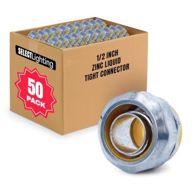 Imagem de SELECT Lighting Conector reto apertado líquido de zinco, conectores elétricos de 1/2 polegada, acessórios de conduíte, seguro e resistente à ferrugem, pacote com 50