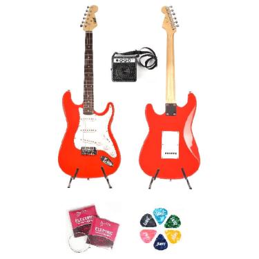 Imagem de Guitarra land vermelha L-G1 cubo \5 encordoamento palheta