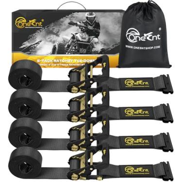 Imagem de 4 peças de correias de catraca E-Track | 5.1 cm x 18 pés e Track Ratchet Tie Down Straps for 2,177.2 kg Resistência à ruptura Sistema de correia de carga resistente etrack Tie Down Ratcheting Strap|E