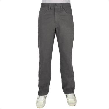 Imagem de Calça Sarja Masculina Tradicional - R7, 56, Cinza