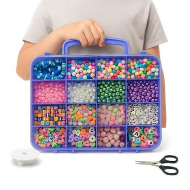 Imagem de Kit Miçangas Infantil Maleta Completa Para Fazer Pulseiras Bijus Brinc