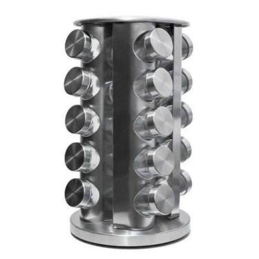 Imagem de Porta Tempero Condimento Giratório Redondo 20 Peças Inox - Quickstore