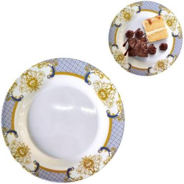 Imagem de Prato Raso Plástico P/ Sobremesa Buffet Restaurantes 25cm - New Goods,