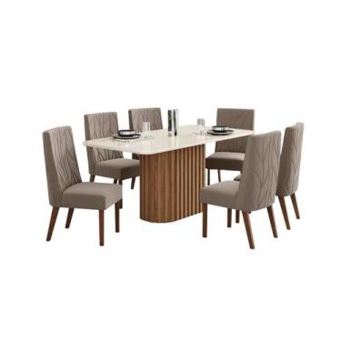 Imagem de Mesa Jantar Solana 180 6 Cadeiras Eloa Cacau Amendoa - Henn