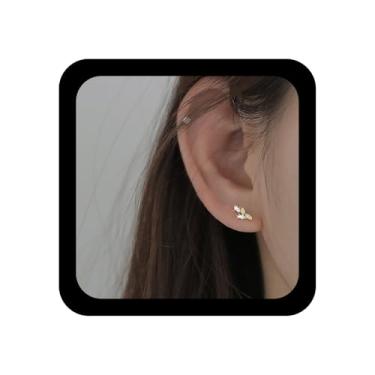 Imagem de Xduargs Brincos de folha de cristal boho vintage folha de strass de ouro pequenos brincos fofos minicarros minimalistas para mulheres, Zinco, Sem pedra preciosa
