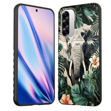 Imagem de EFGWSDER Capa para Galaxy A36 5G/A56 5G, capa protetora de borracha TPU flexível com absorção de choque para Samsung Galaxy A36 5G/A56 5G 6,7 polegadas 2025, folhas de palmeira de elefante