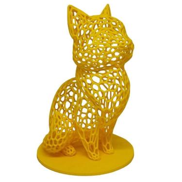 Imagem de Gato Sentado 18 Cm Vazado 3d Enfeite Objeto Decorativo Decoração Amarelo