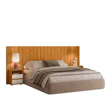 Imagem de Cabeceira Frida Off White Casal Queen King c/ 2 mes cab - Madetec