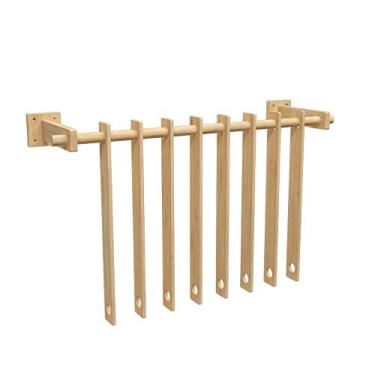 Imagem de CUTPOIY Prateleiras de exibição de roupas de madeira maciça montadas na parede, prateleiras de secagem de tubos industriais, prateleiras de combinação simples, prateleiras de exibição de loja de