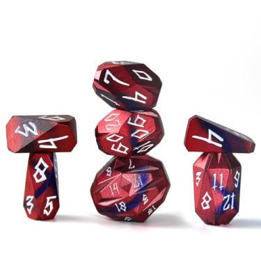 Imagem de FONVGOGO Metal Dice Set D and D for Dungeons and Dragon, Metal Polyhedral DND Dice with Cardboard Box Unique Cool RPG Dice for Role Playing Tabletop Games Gifts (Black Red)