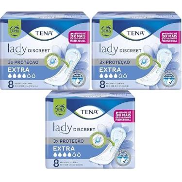 Imagem de Kit + 3 TENA Absorvente Para Incontinência Urinária Tena Lady Discreet Extra 8 + 8 + 8 Unidades