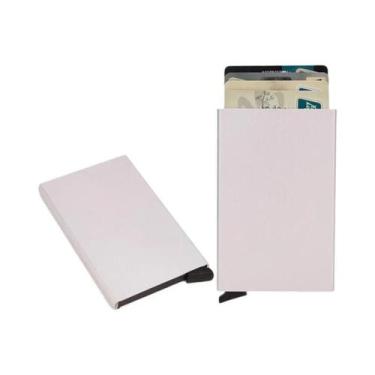 Imagem de Carteira Minimalista de Metal RFID para Homens - Porta Cartões Fino e 