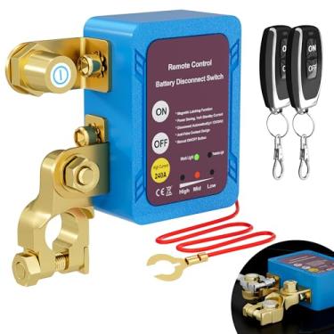 Imagem de RVBOATPAT Interruptor remoto de desconexão de bateria 12 V/24 V 240 A, interruptor de desligamento automático, interruptor de controle remoto para carro, caminhão, barco