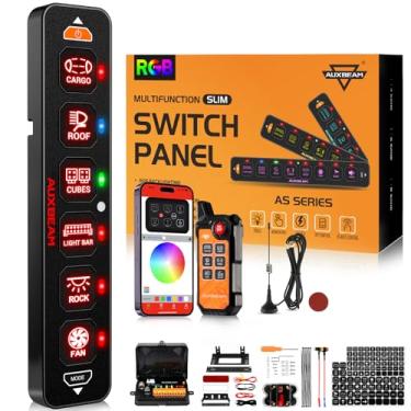 Imagem de Auxbeam Painel De Interruptor Fino De 6 Gangues Bluetooth Rgb As-600 Com Aplicativo E Controle Remoto Sem Fio, Interruptor De Alternância Momentâneo Pulsado Com Dimerização, Caixa De Interruptor Com