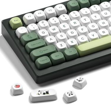 Imagem de Teclas PBT verdes, XVX MOA Matcha Panda Teclas de Teclado, Dye-Sub Conjunto de 143 Teclas Cremosas para Unhas Longas (Compatível com 61/64/68/84/87/100/104/108 Cherry MX Switches) - Panda