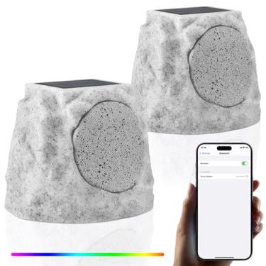 Imagem de GGII Alto-falantes Externos - Bluetooth Solar, 7 Cores, Água Resistente, Surround Estéreo HD, Perfeito para Jardim, Pátio, Festa, Piscina