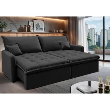 Imagem de Sofá Sem Caixa Retrátil 1,60m SoftGel Luna Velusoft Preto Cama inBox