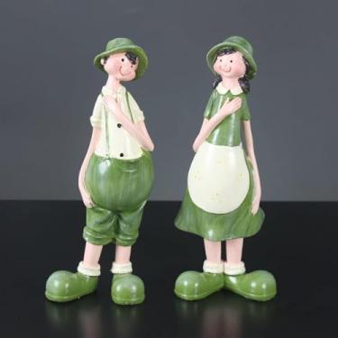 Imagem de Estátuas De Menino & Menina Em Pé Enfeites De Artesanato Em Resina Enfeites De Jardim Estátua Ao Ar Livre Para Casa, Escritório, Presentes Ao Ar Livre Para Aniversário, Natal, D
