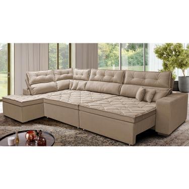 Imagem de Sofá de Canto Retrátil e Reclinável Esquerdo 3,00x2,36m Molas Cama inBox Espanha. Velusoft