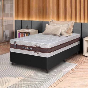 Imagem de Conjunto Box Preto Mali Bege Molas Ensacadas Solteiro 96x203x70 - King House