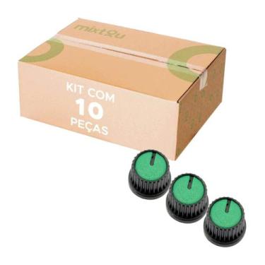Imagem de 10x Botão Knob Redondo Estriado Sem Parafuso Ad209 - Verde - PIX