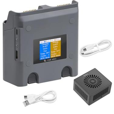 Imagem de LYONGTECH Carregador Duplo Lcd Multifuncional Com Armazenamento, Carga E Descarga Para Dji Air 3S, Bateria 3, Carregamento De 2 Baterias, Acessórios Hub Bidirecional