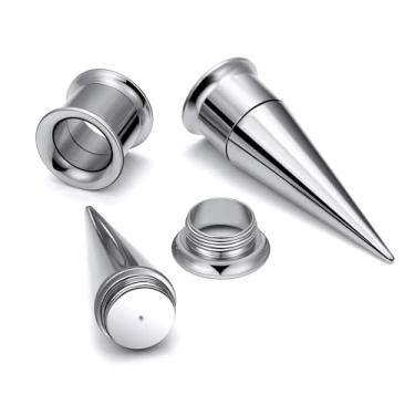 Imagem de Ruifan Calibres para orelhas ASTM F136 titânio duplo alargador afunilados 3 em 1 conjunto de alargadores parafuso túnel calibres brincos expansor de orelha kit de alongamento plugues piercing para