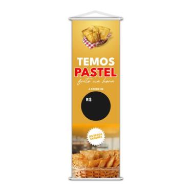 Imagem de Banner Temos Pastel Frito Na Hora Sabor Preço Lona 100X30Cm - Plimshop