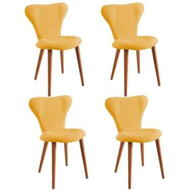 Imagem de Jogo Cadeira Jacobsen Linho Amarelo 82x53x51cm 4 Unidades - DAF