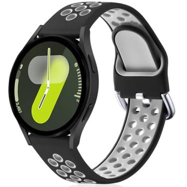 Imagem de Lerobo Compatível com Samsung Galaxy Watch 7 6 5 4 de 44 mm e 40 mm/Active 2, Galaxy Watch 5 Pro de 45 mm/Galaxy Watch 6 4 Classic Sport, pulseira esportiva de silicone macio de 20 mm para mulheres e