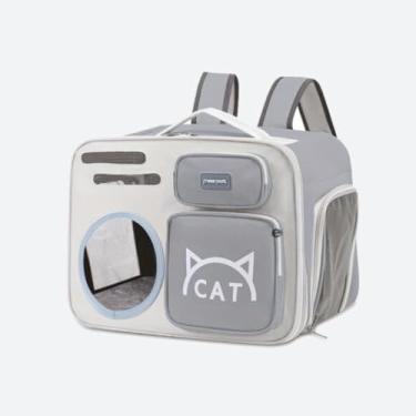 Imagem de Bolsa Mochila Pet Rosa para Gatos e Cachorros - Conforto, Segurança e Visão Panorâmica no Transporte (Cinza)