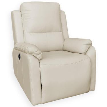 Imagem de Poltrona Do Papai Retrátil Reclinável Elétrica Aniche L06 Couro Off White - Lyam Decor