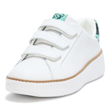 Imagem de Cole Haan Grandpro Topspin Tênis feminino com alça tripla, Estampa de cobra branca/azul piscina, 5.5 Wide