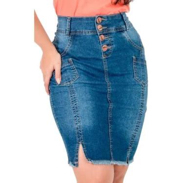 Imagem de Saias Médias Jeans/brim Novos Modelos Anagrom - Josi modas, 40, Jeans
