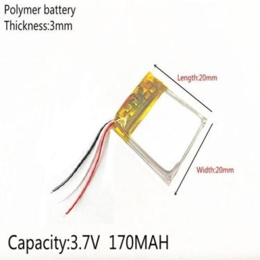 Imagem de Bateria 3.7v 170 Mah 3mm X20mm X20mm 3 Fios 302020 - bgb