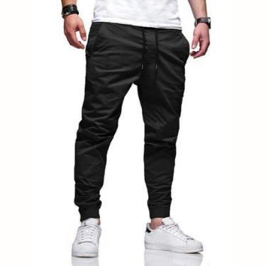 Imagem de Calças Jogger Moletom Skinny Masculina Envio Imediato PRETO  M - Kaimu
