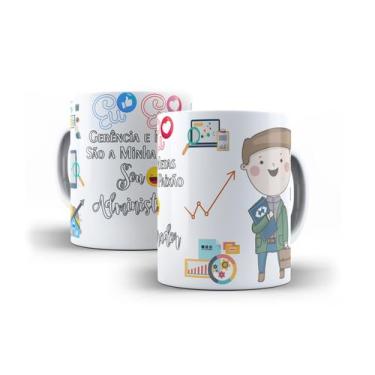 Imagem de Xícara Branca Porcelana Profissão Administração ADM 325ml + Caixinha -