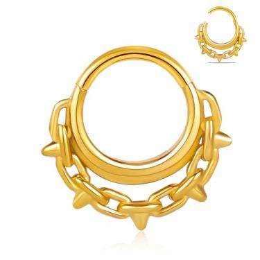 Imagem de DOEARKO Anel de septo 16G 8 mm moderno piercing de nariz cartilagem segmento de argola de septo piercing de aço inoxidável 316L joia corporal, 8MM, Aço inoxidável, Sem Pedra Preciosa